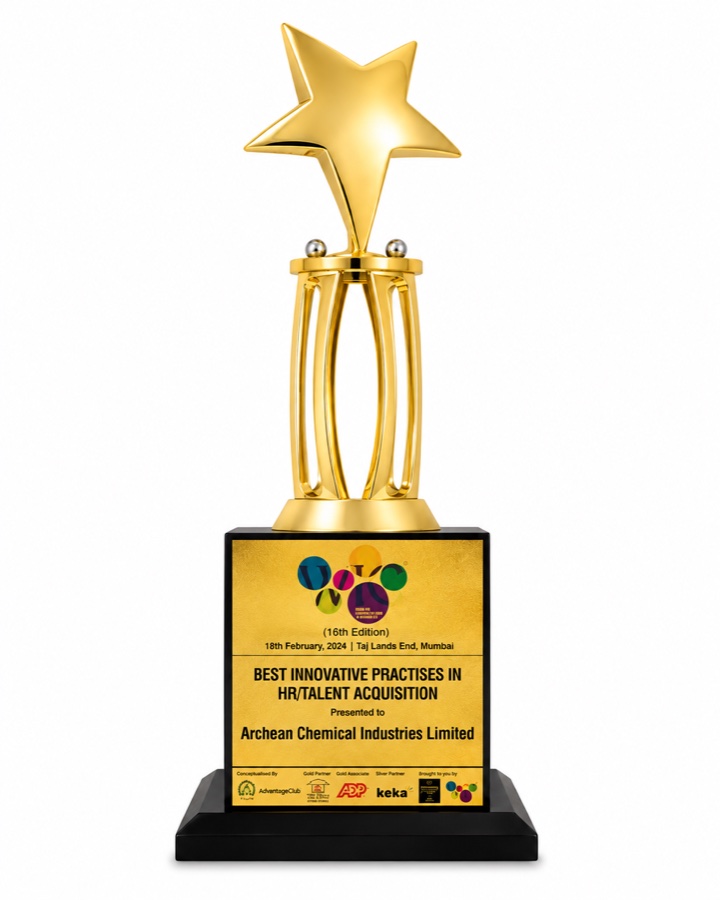Trophy for Best Innovative Practises in HR and Talent Acquisition presented to Archean Chemical Industries Limited