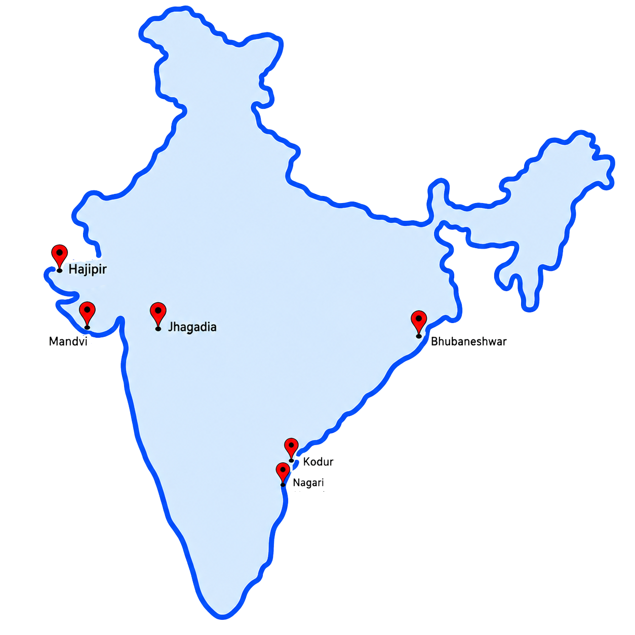 Map of India showing Archean group plant locations